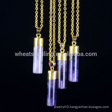 5 colors bar pendant necklace, natural stone gold chain pendant necklace